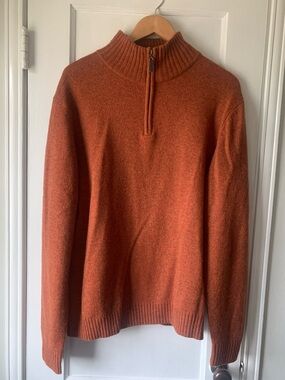 Weatherproof 100% Lambswool Men's Size L Lambswool Quarter-zip Sweater In Russet